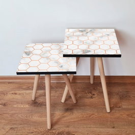 Hanah Home Juego de Mesas Nido Blanco y Dorado